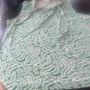 Liz Claiborne Mint Green and White Printed Tank Top